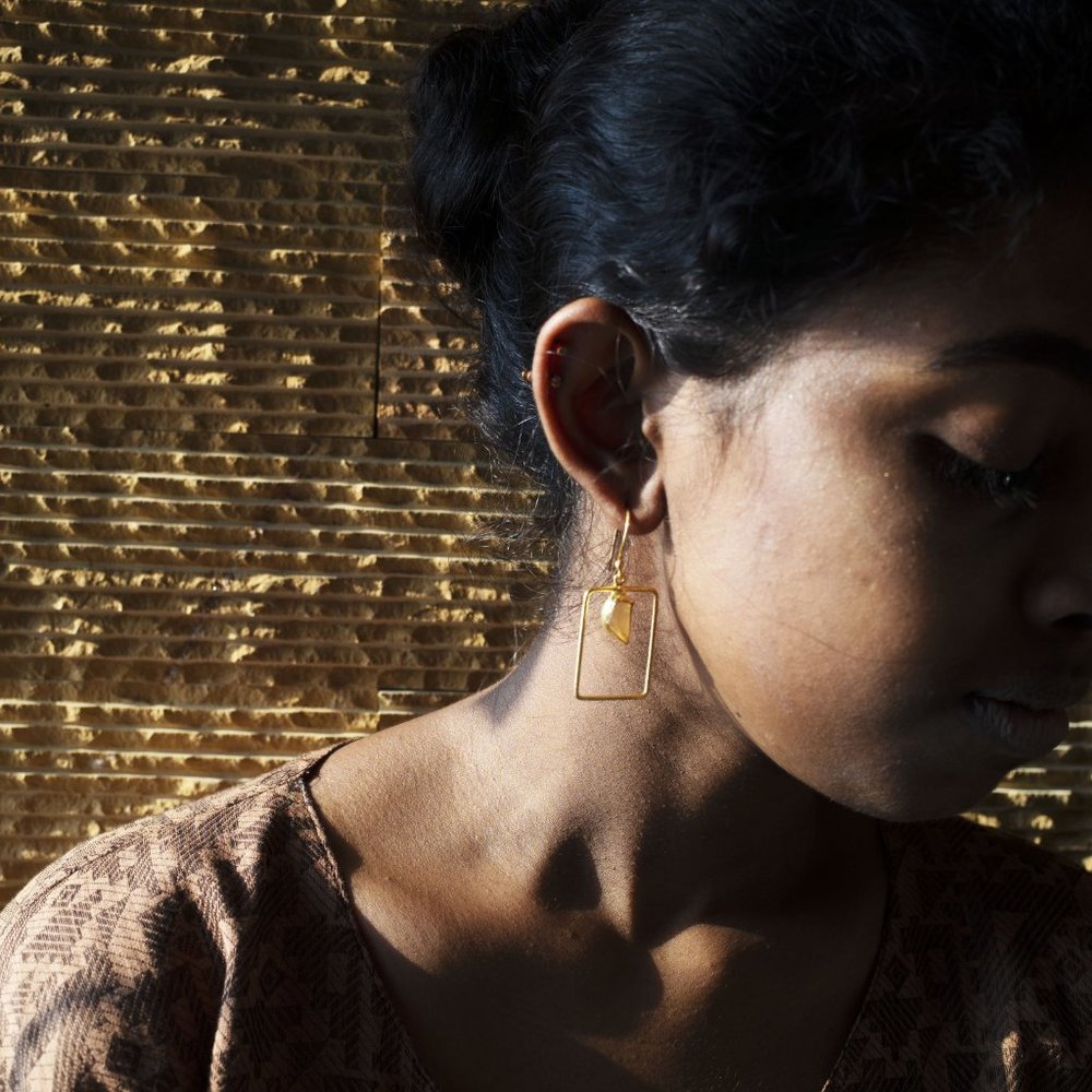 Rectantle Raw Stone Earrings